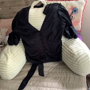 Abercrombie black satin opened back top